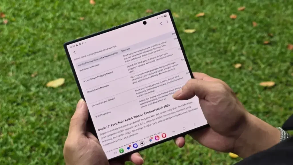 Contoh penggunaan fitur Gemini Deep Research di Galaxy Z Fold7 (Photo: Samsung; Google)